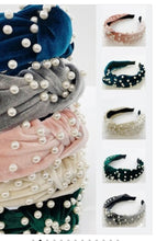 Load image into Gallery viewer, Pearl Velvet Wide Headband
